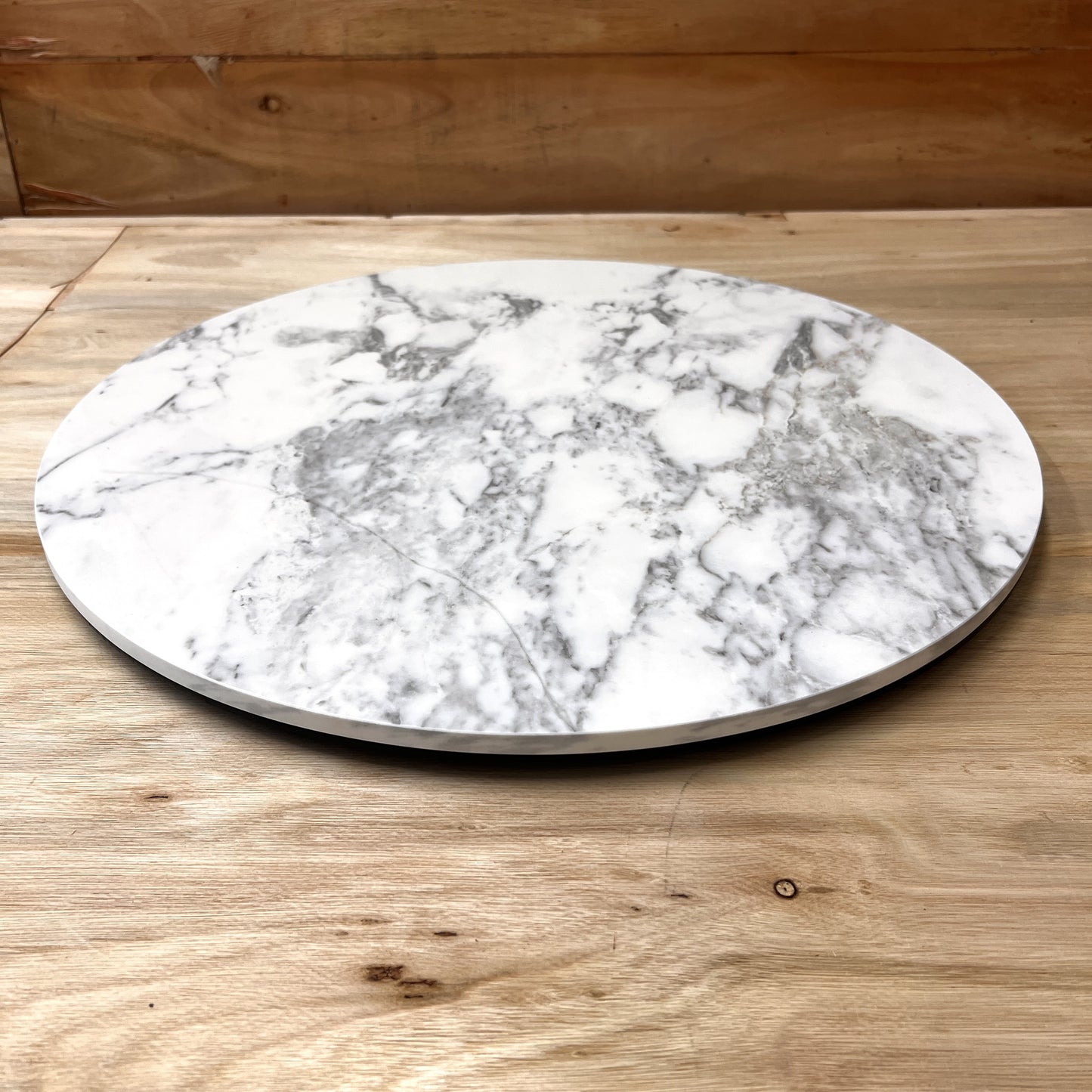 Round Stone Table Top - Carrara White - Glossy Finish