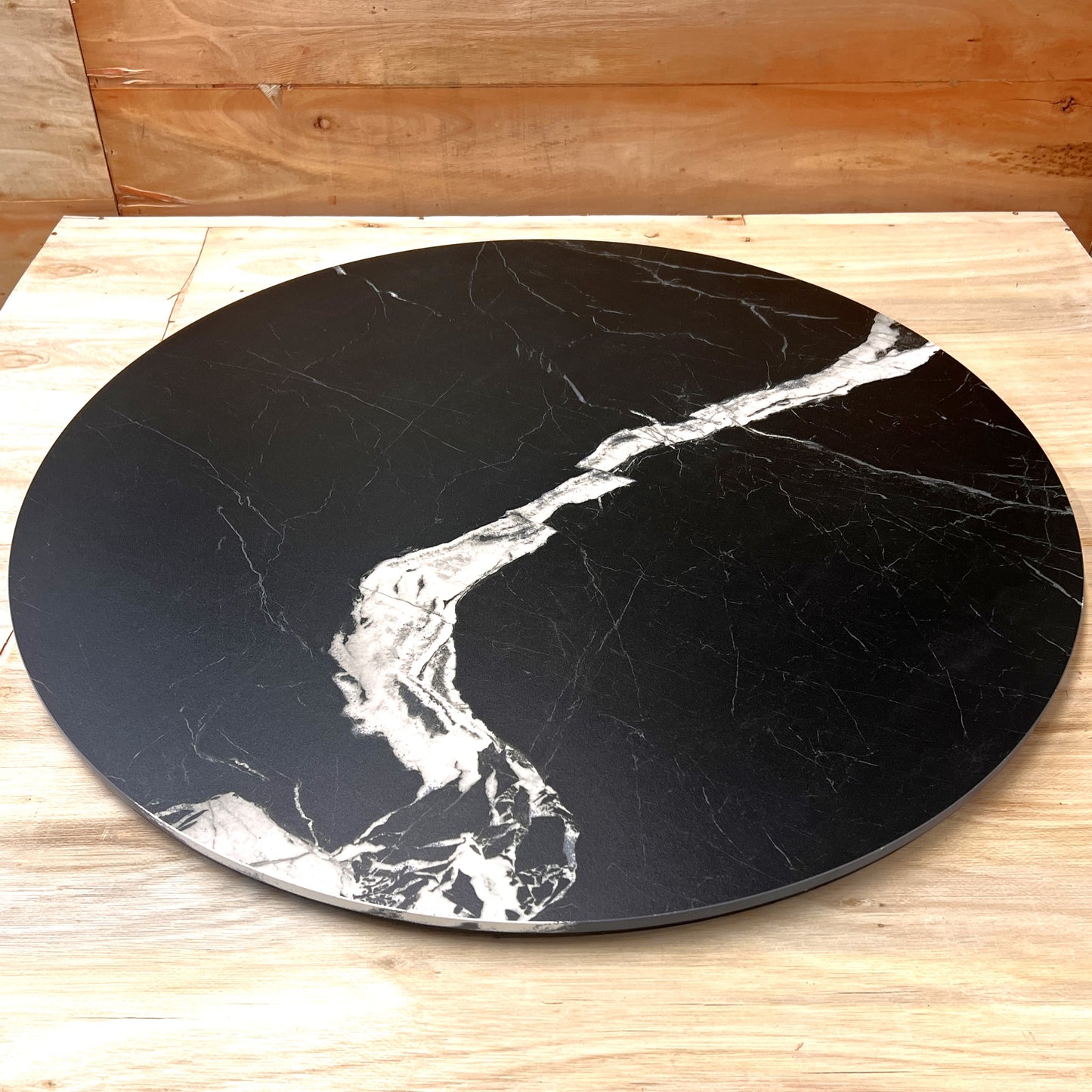 Round Stone Table Top - Lightning Black - Matte Finish