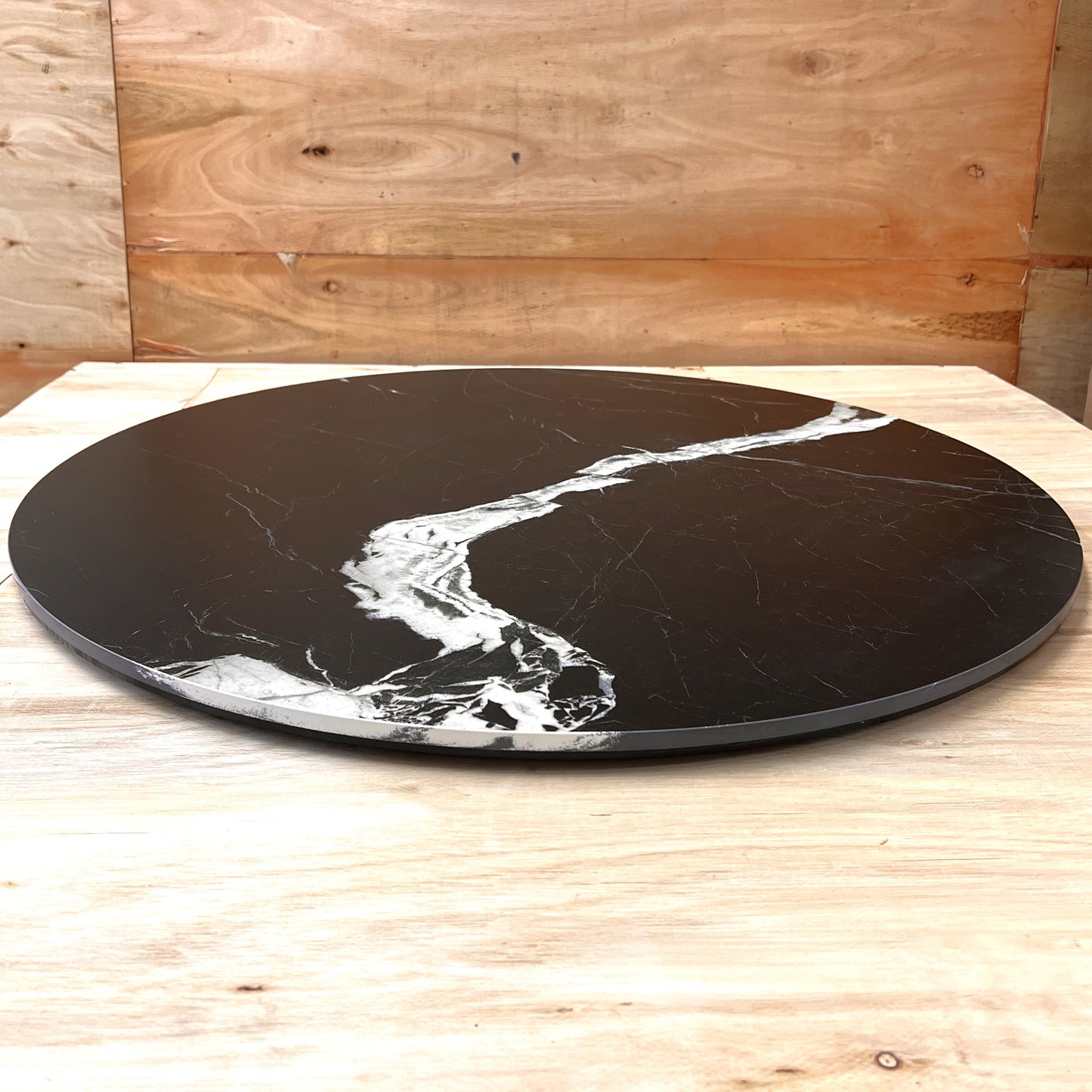Round Stone Table Top - Lightning Black - Matte Finish
