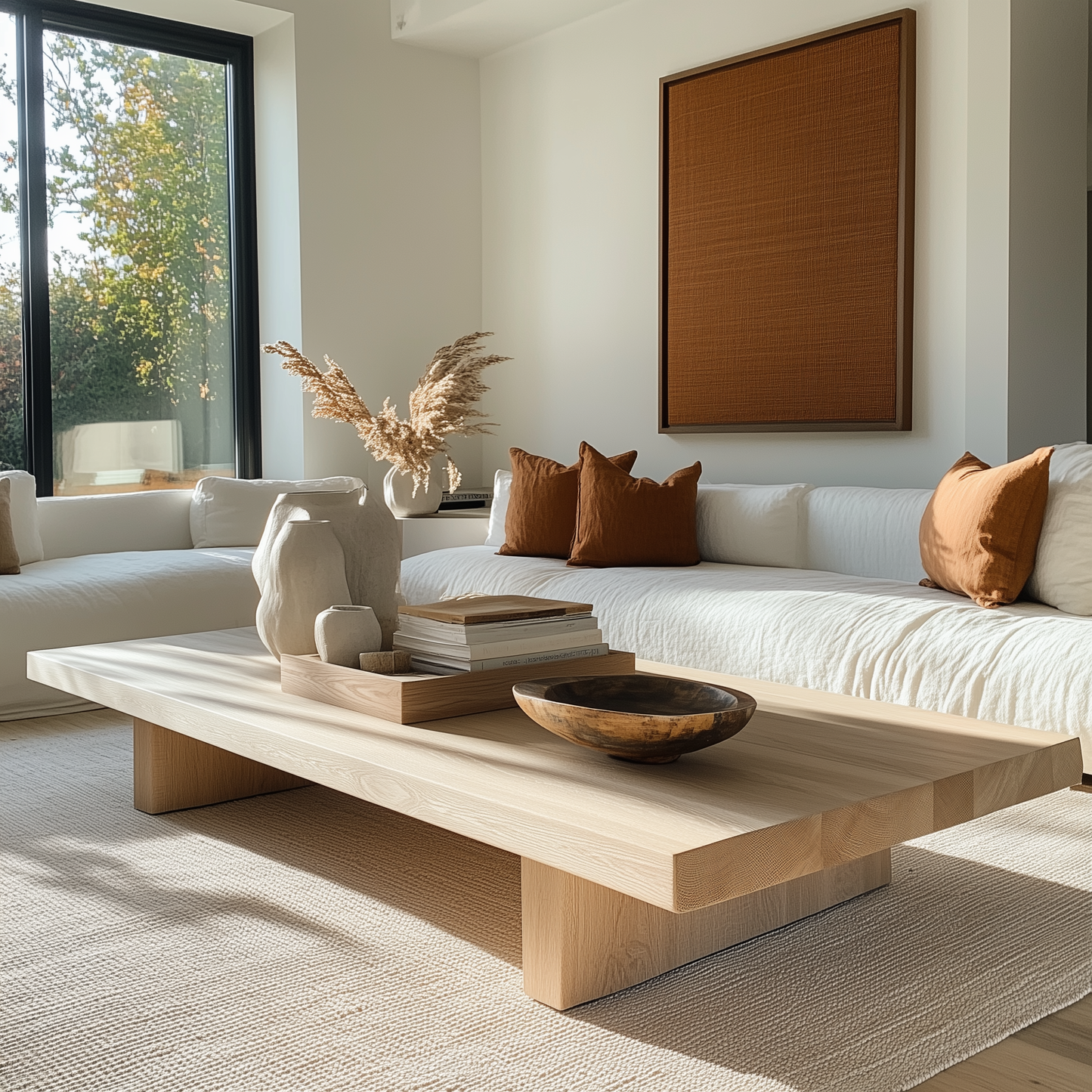 Iris Rectangular White Oak Coffee Table - Custom Made