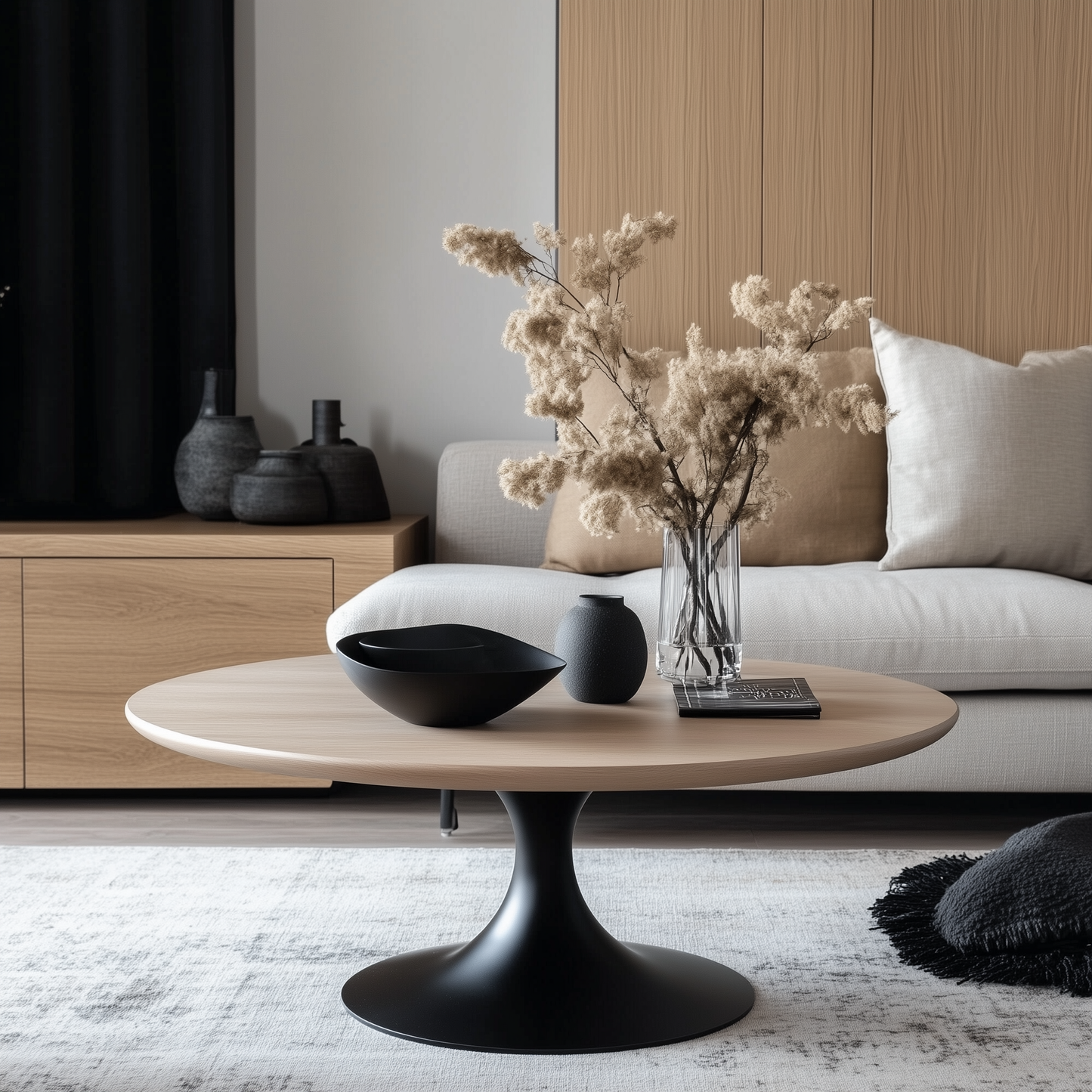 Lotus Round White Oak Coffee Table - Custom Made