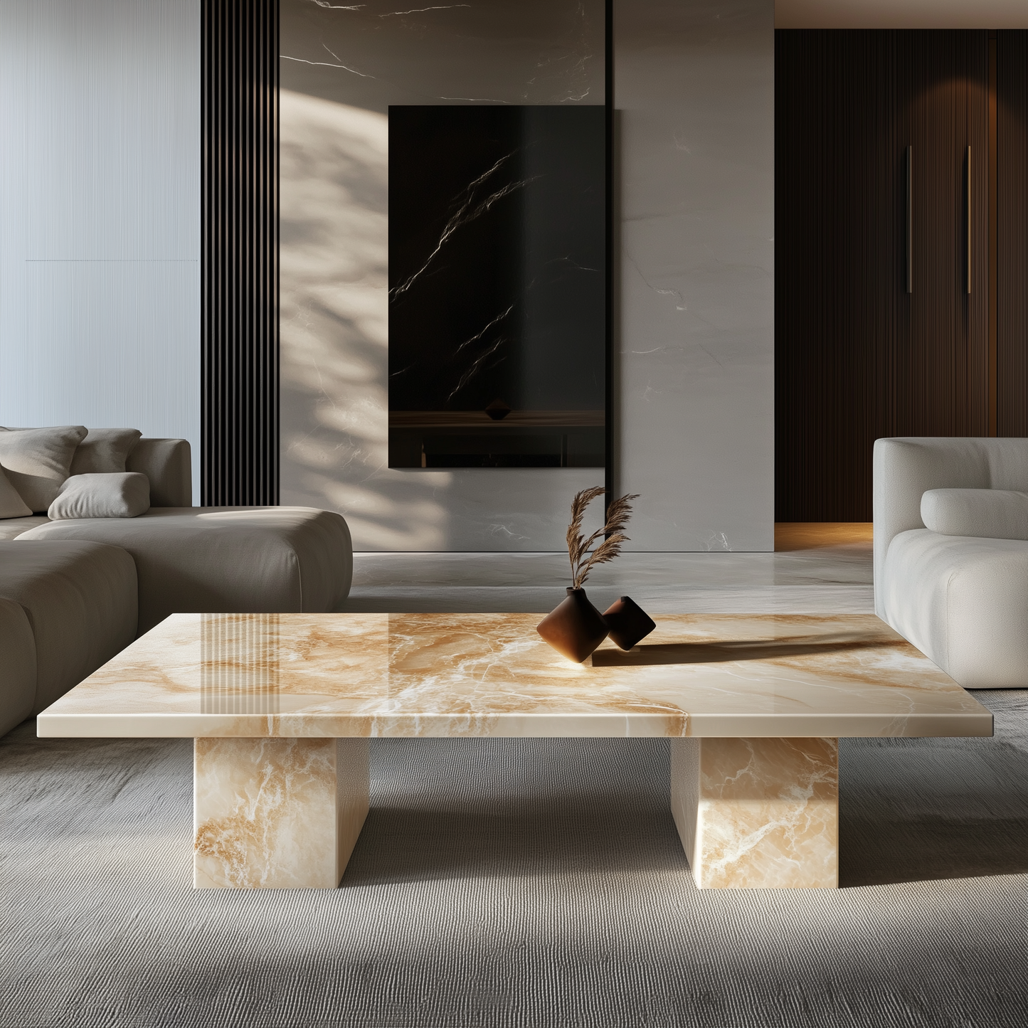 Iris Rectangular Stone Coffee Table - Custom Made