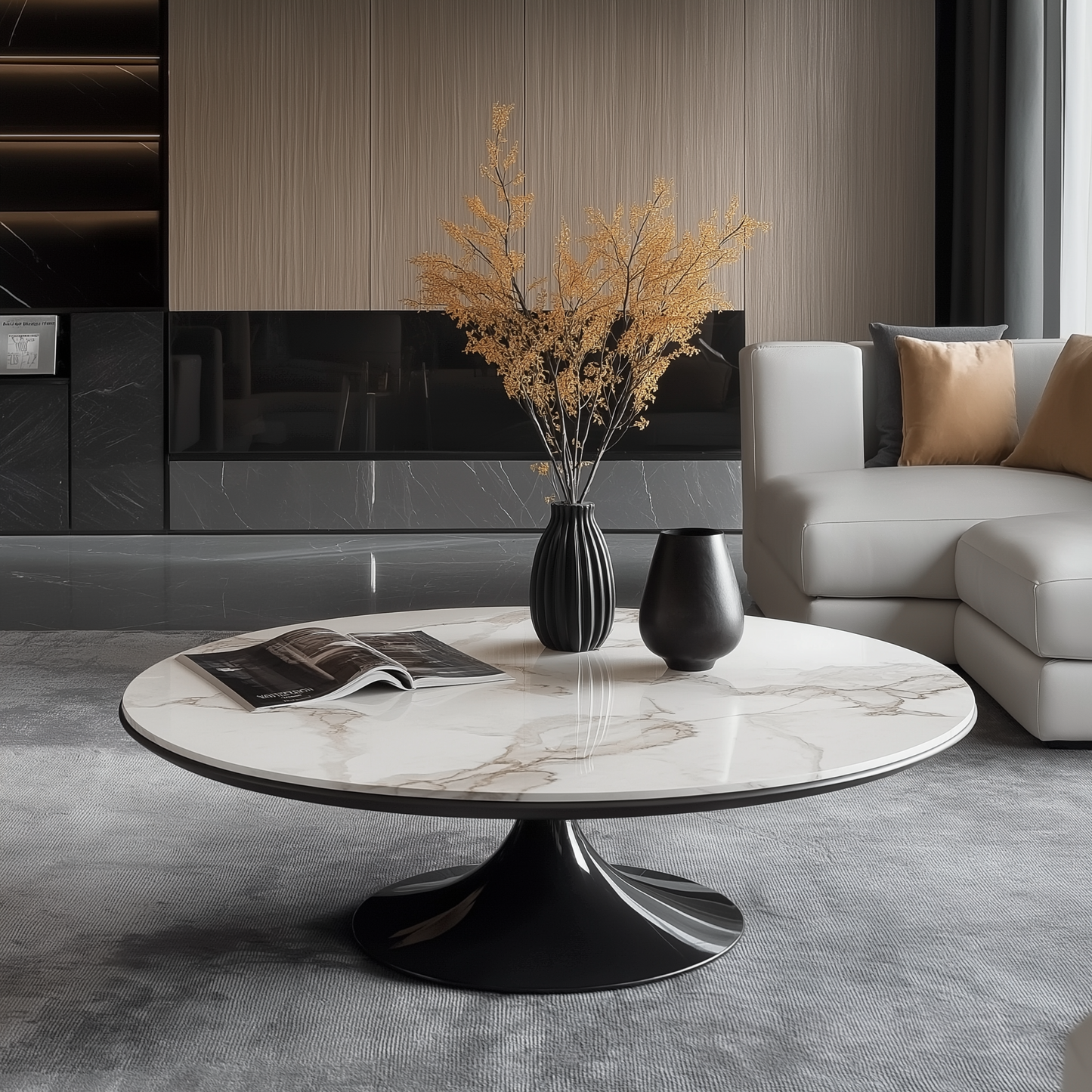 Lotus Round Stone Coffee Table - Custom Made
