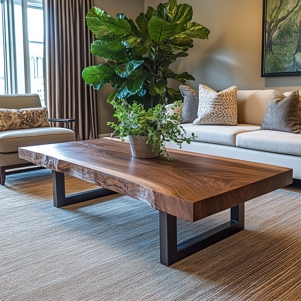 Rose Rectangular Solid Walnut Coffee Table - Custom Made