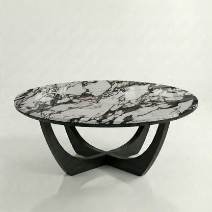 Iris Stone Coffee Table With Solid Wood Base