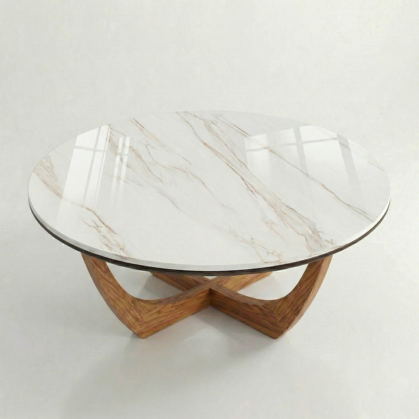 Iris Stone Coffee Table With Solid Wood Base