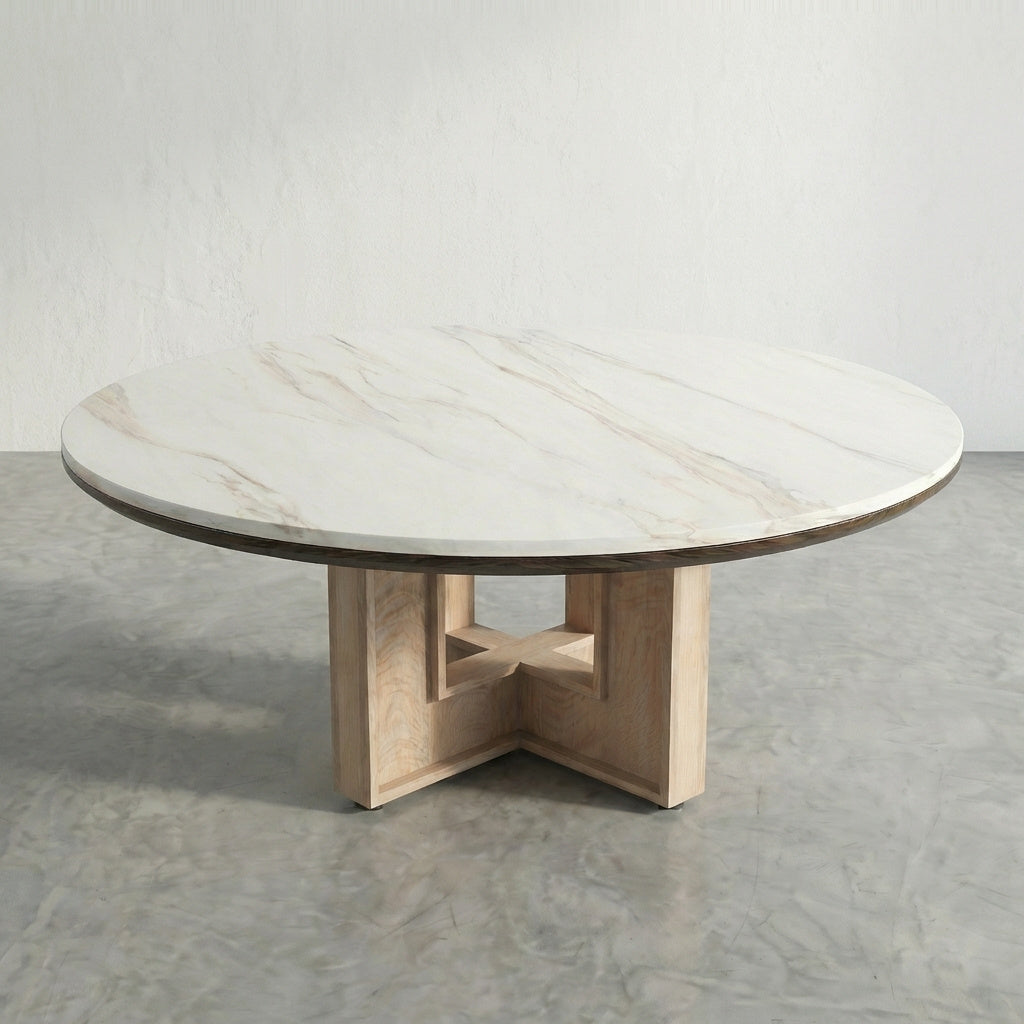 Rose Stone Coffee Table With Solid Wood Base