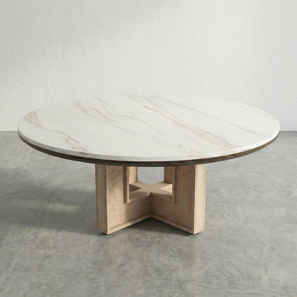 Rose Stone Coffee Table With Solid Wood Base