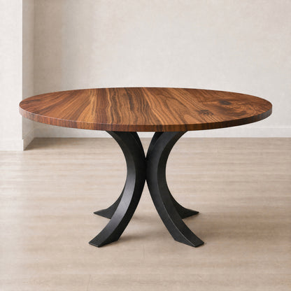 Custom Made Solid Wood Round Table With Curved Spider Base