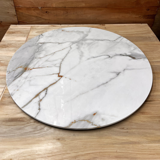 Round Stone Table Top - Calacatta Gold - Glossy Finish