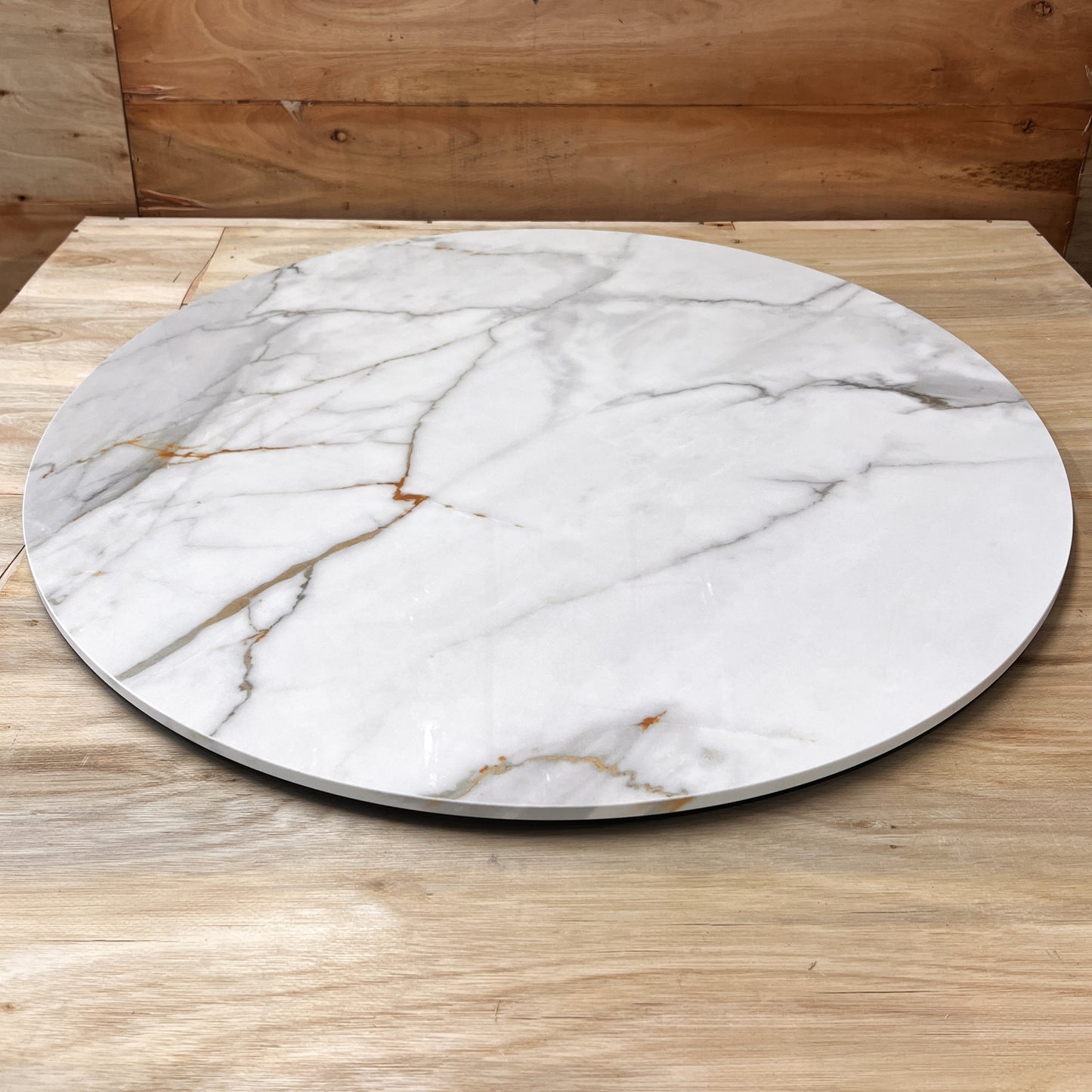 Round Stone Table Top - Calacatta Gold - Glossy Finish
