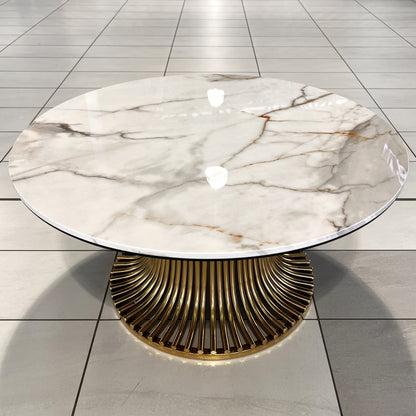 Round Stone Table Top - Calacatta Gold - Glossy Finish