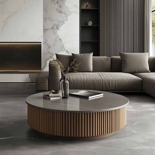Clover Round Stone Coffee Table - Custom Made
