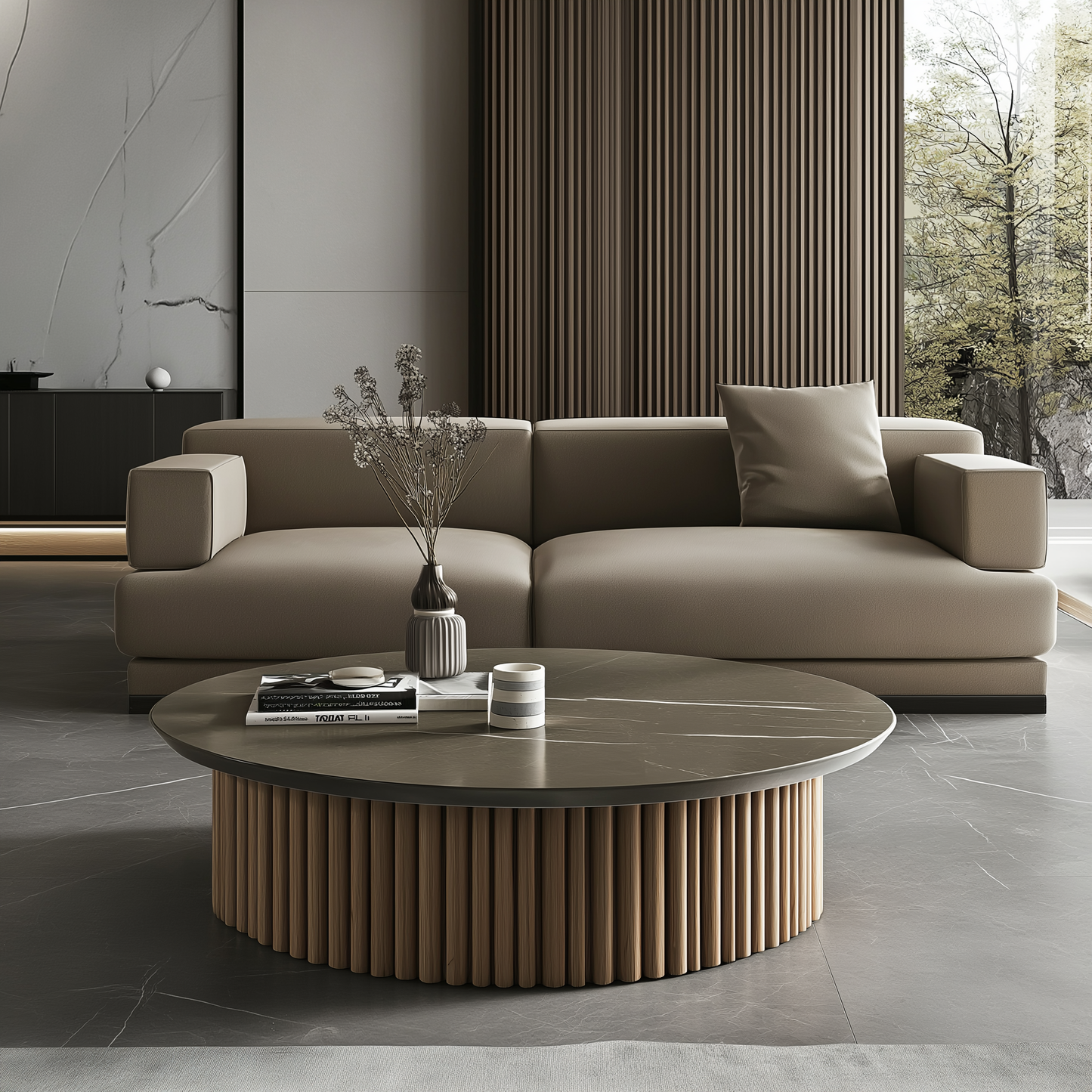 Clover Round Stone Coffee Table - Custom Made
