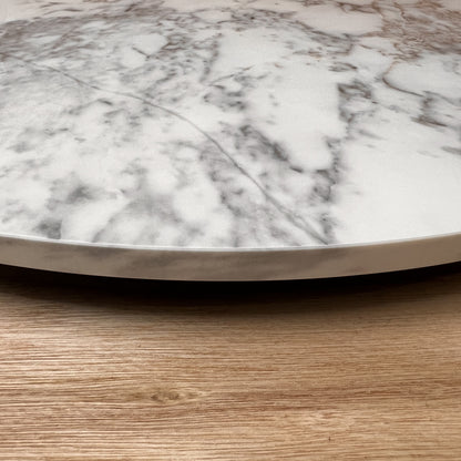 Round Stone Table Top - Carrara White - Glossy Finish