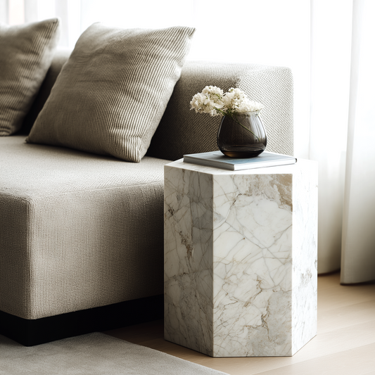 Hexagon Shaped Stone End Table