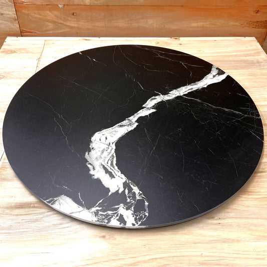 Round Stone Table Top - Lightning Black - Matte Finish