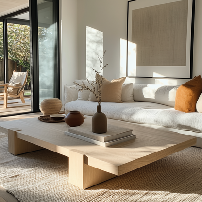Iris Rectangular White Oak Coffee Table - Custom Made