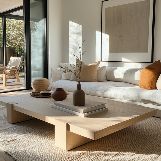Iris Rectangular White Oak Coffee Table - Custom Made