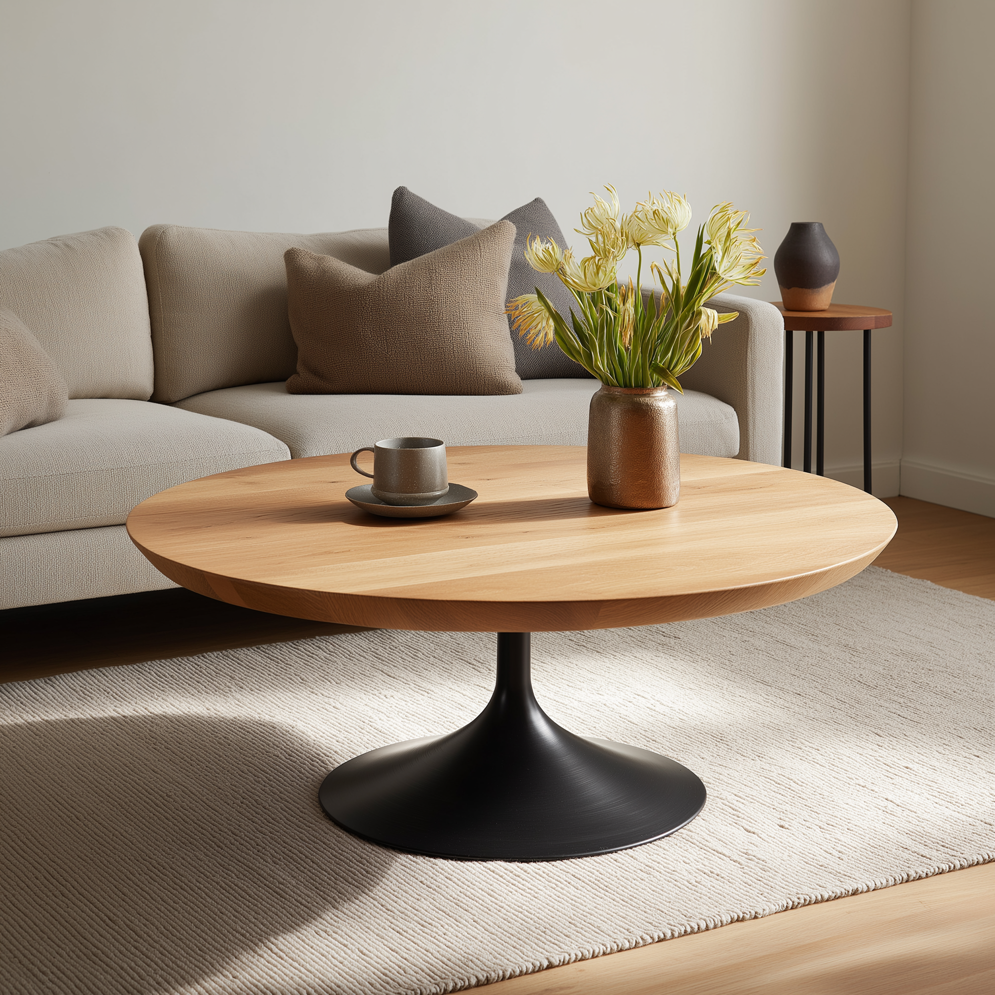 Lotus Round White Oak Coffee Table - Custom Made