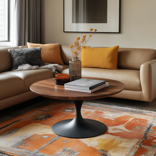 Lotus Round Walnut Coffee Table - Custom Made