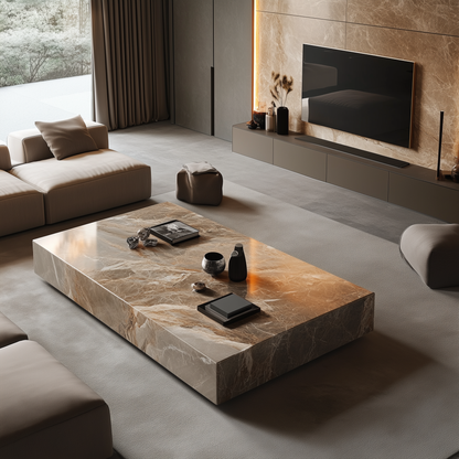 Lilac Rectangular Stone Coffee Table - Custom Made