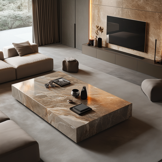 Lilac Rectangular Stone Coffee Table - Custom Made
