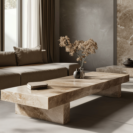 Iris Rectangular Stone Coffee Table - Custom Made