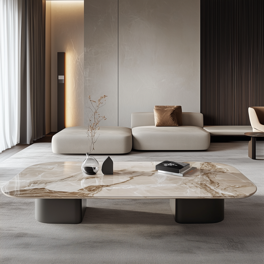 Rose Rectangular Stone Coffee Table - Custom Made