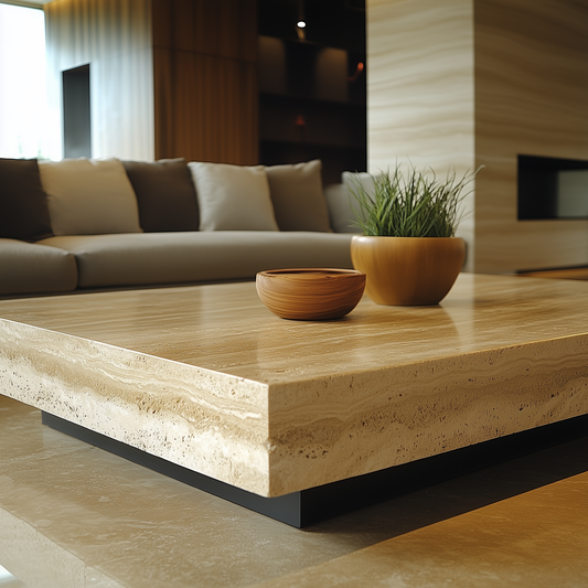 Daisy Square Stone Coffee Table - Custom Made