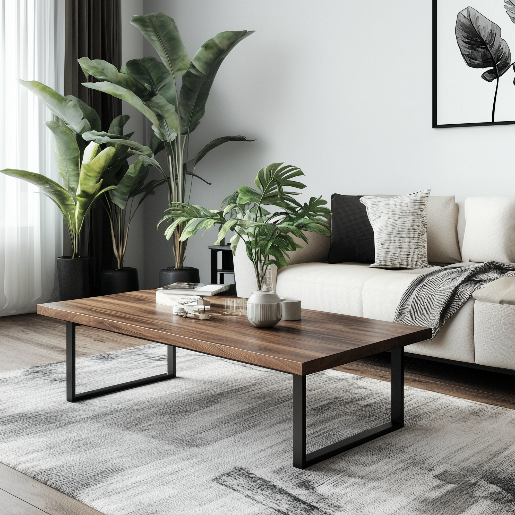 Zinnia Rectangular Solid Walnut Coffee Table - Custom Made